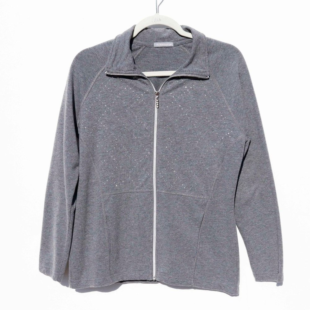 Three Hearts Grey Rhinestone Embellished Jacket